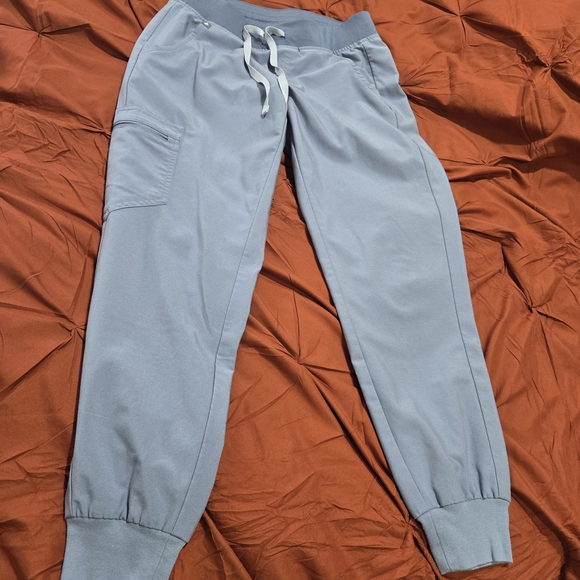 Figs Light Blue Polo Style Scrub Top & Joggers Set - Picture 3 of 6
